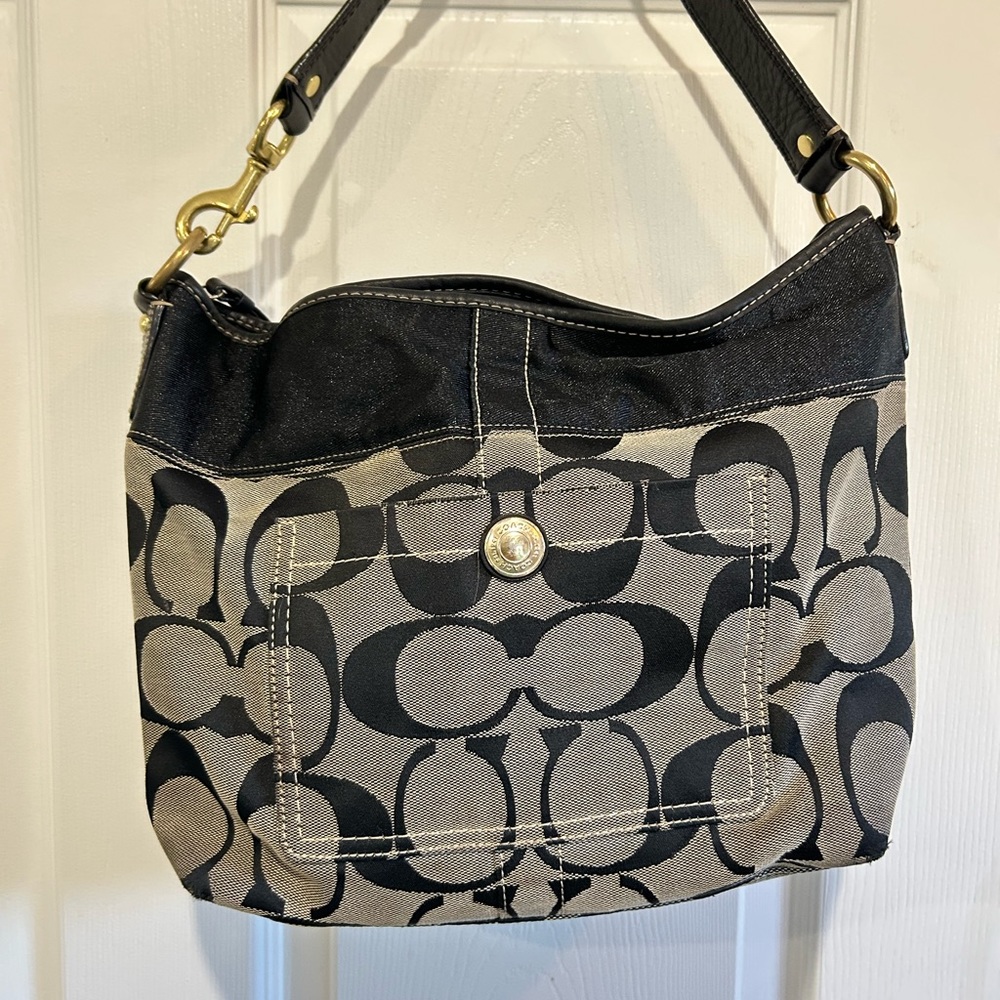 Authentic COACH purse. Blue and Gray. Zipper works. Inside clean